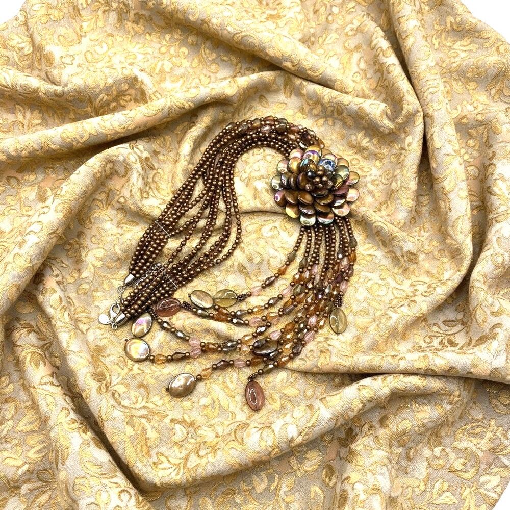 Joan Rivers "Starlet Style" Flower Statement Necklace in Bronze Tones - Picture 3 of 5